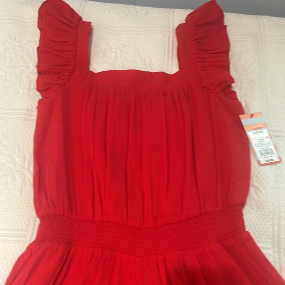 Cat and Jack NWT red cotton girls romper size L 10-12. Bright red- elastic waist - Picture 3 of 4
